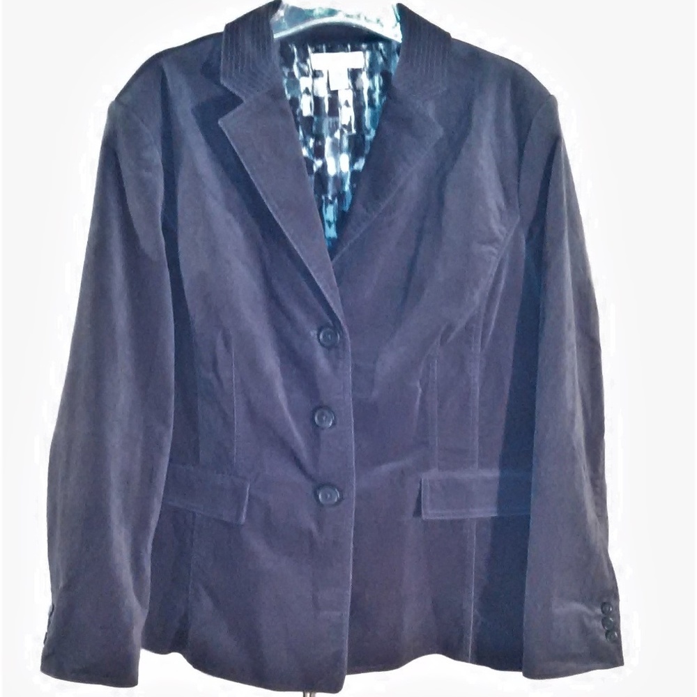 2X Velvet Coldwater Creek Blazer Jacket Dark Gray